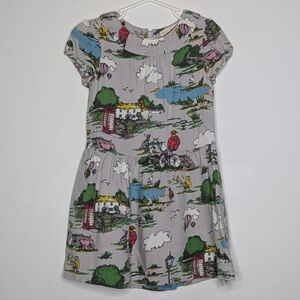 Mini Boden Grey British Countryside Short Sleeve Casual Dress 5-6